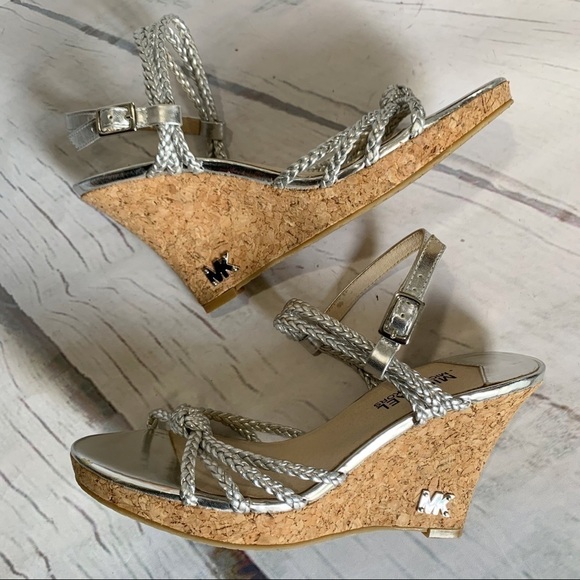 Michael MICHAEL KORS palm beach silver cork wedges - Picture 1 of 8